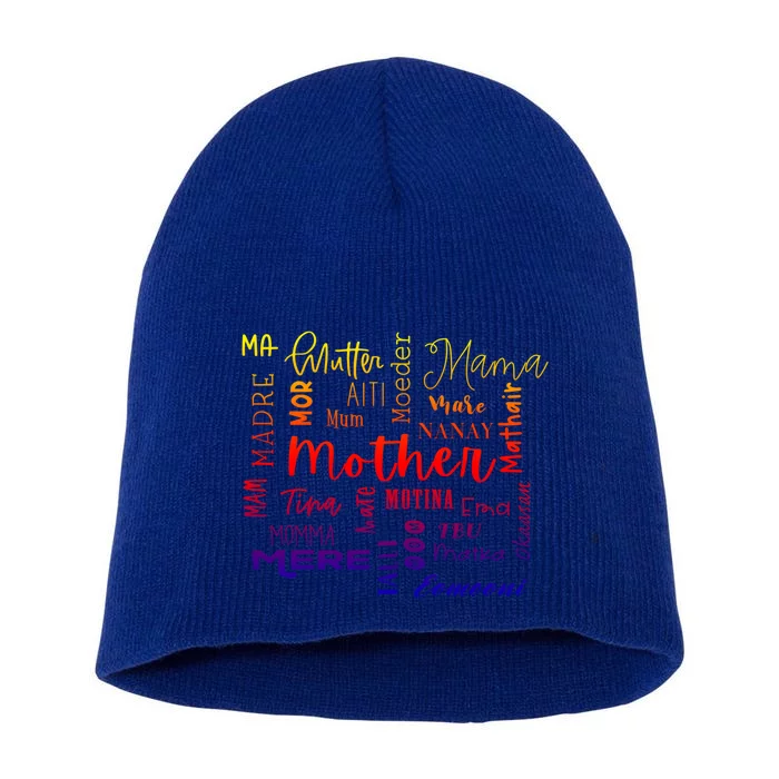 International Mom World Translations Multi Languages Green Gift Short Acrylic Beanie