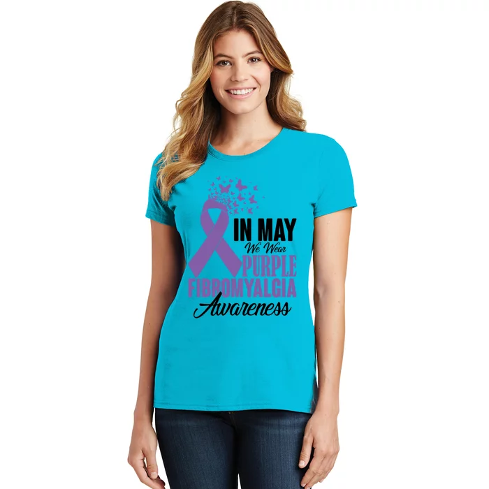 In May We Wear Purple Fibromyalgia Awareness Month Warrior Funny Gift Women's T-Shirt