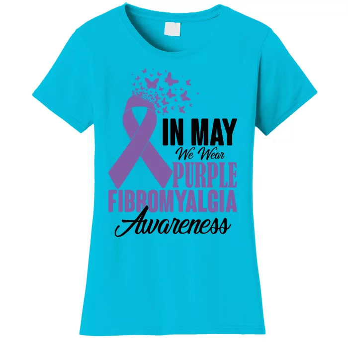 In May We Wear Purple Fibromyalgia Awareness Month Warrior Funny Gift Women's T-Shirt