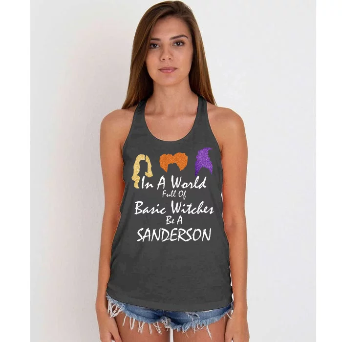 In A World Full Of Basic Witches Be A Sanderson Women's Knotted Racerback Tank