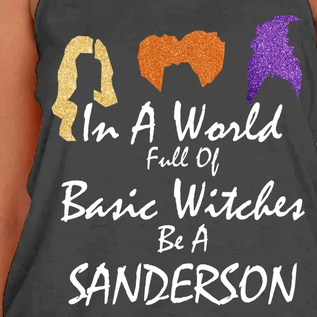 In A World Full Of Basic Witches Be A Sanderson Women's Knotted Racerback Tank