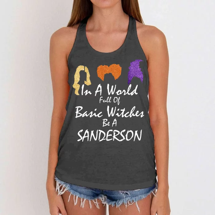 In A World Full Of Basic Witches Be A Sanderson Women's Knotted Racerback Tank