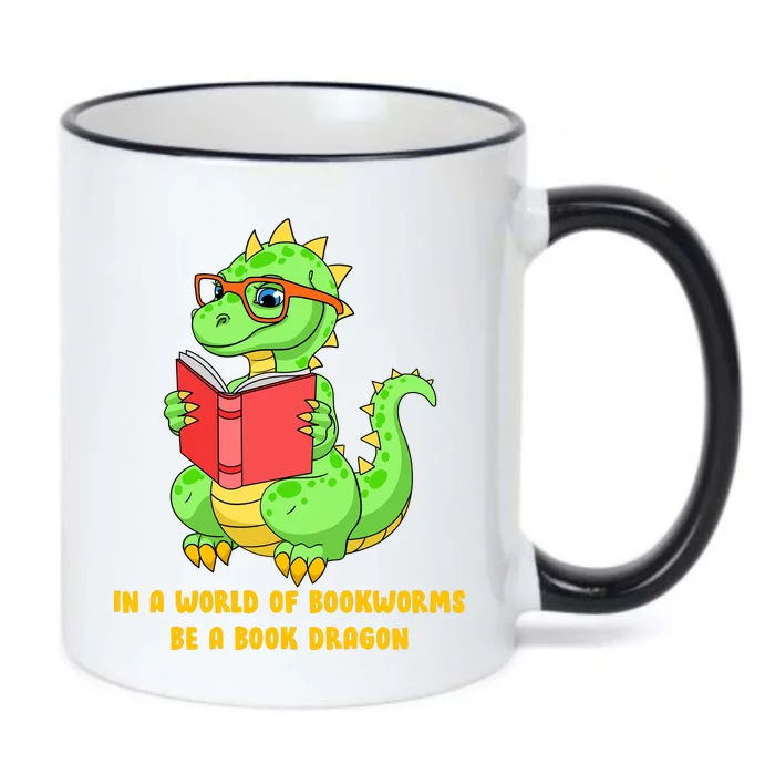 In A World Of Bookworms Be A Book Dragon Black Color Changing Mug