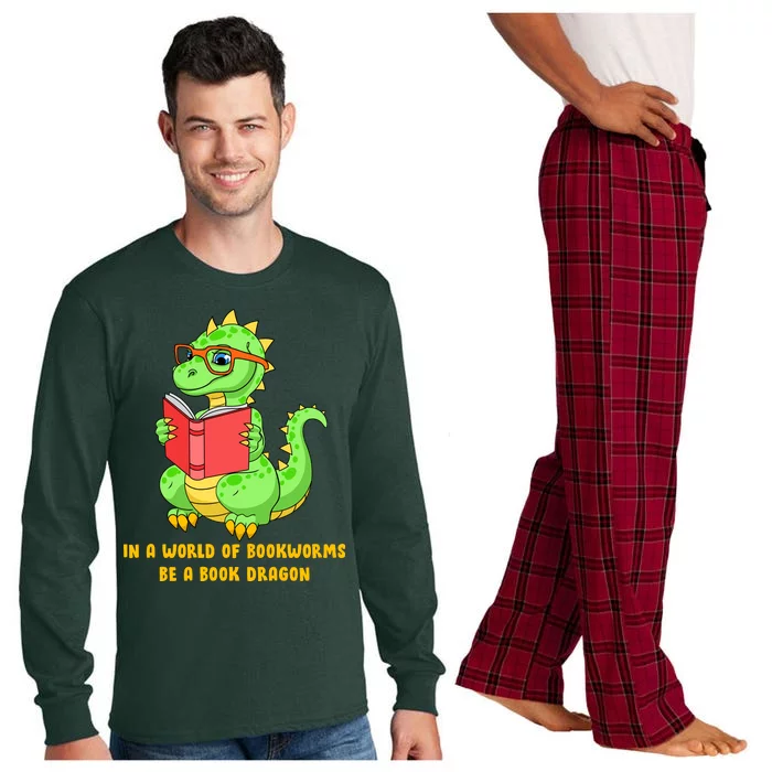 In A World Of Bookworms Be A Book Dragon Long Sleeve Pajama Set