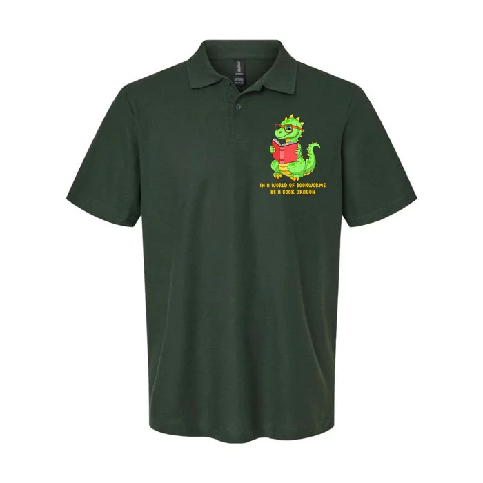 In A World Of Bookworms Be A Book Dragon Softstyle Adult Sport Polo