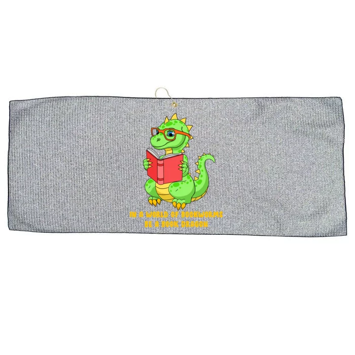 In A World Of Bookworms Be A Book Dragon Large Microfiber Waffle Golf Towel