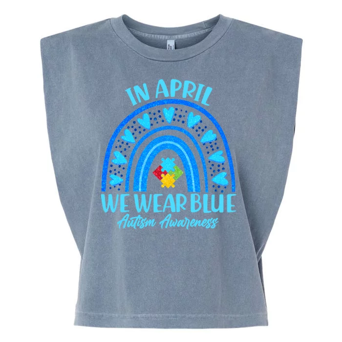 In April We Wear Blue Autism Awareness Garment-Dyed Women's Muscle Tee