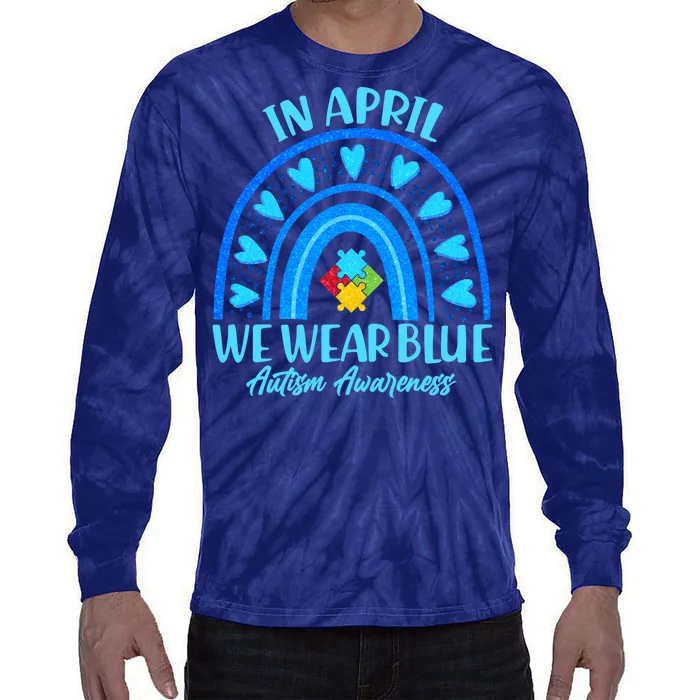 In April We Wear Blue Autism Awareness Tie-Dye Long Sleeve Shirt