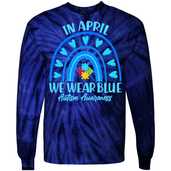 In April We Wear Blue Autism Awareness Tie-Dye Long Sleeve Shirt