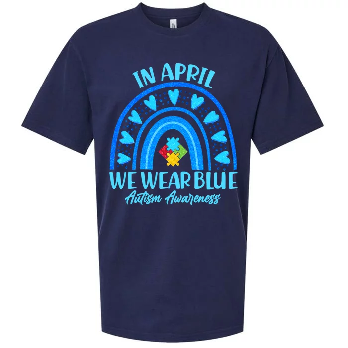 In April We Wear Blue Autism Awareness Sueded Cloud Jersey T-Shirt