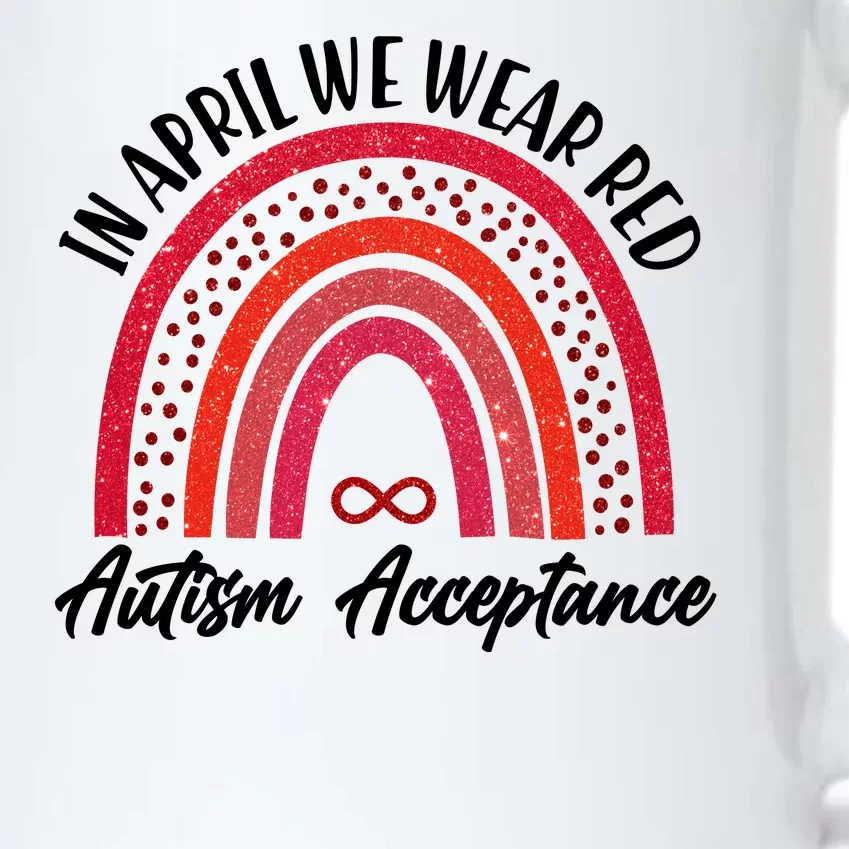 In April We Wear Red Autism Acceptance Red Rainbow Black Color Changing Mug