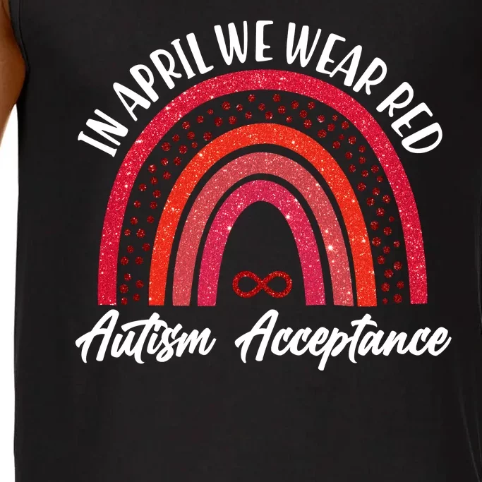 In April We Wear Red Autism Acceptance Red Rainbow Comfort Colors® Tank Top