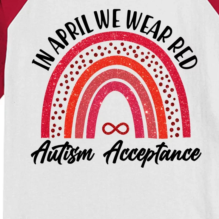 In April We Wear Red Autism Acceptance Red Rainbow Kids Colorblock Raglan Jersey