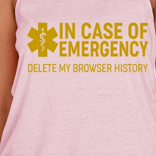 In Case Of Emergency Delete My Browser History Women's Knotted Racerback Tank