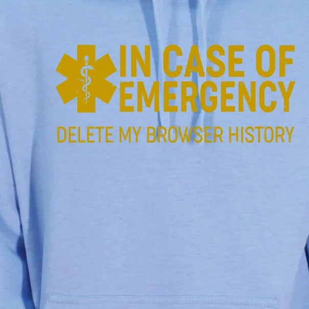 In Case Of Emergency Delete My Browser History Unisex Surf Hoodie