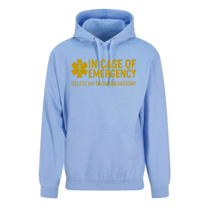 In Case Of Emergency Delete My Browser History Unisex Surf Hoodie