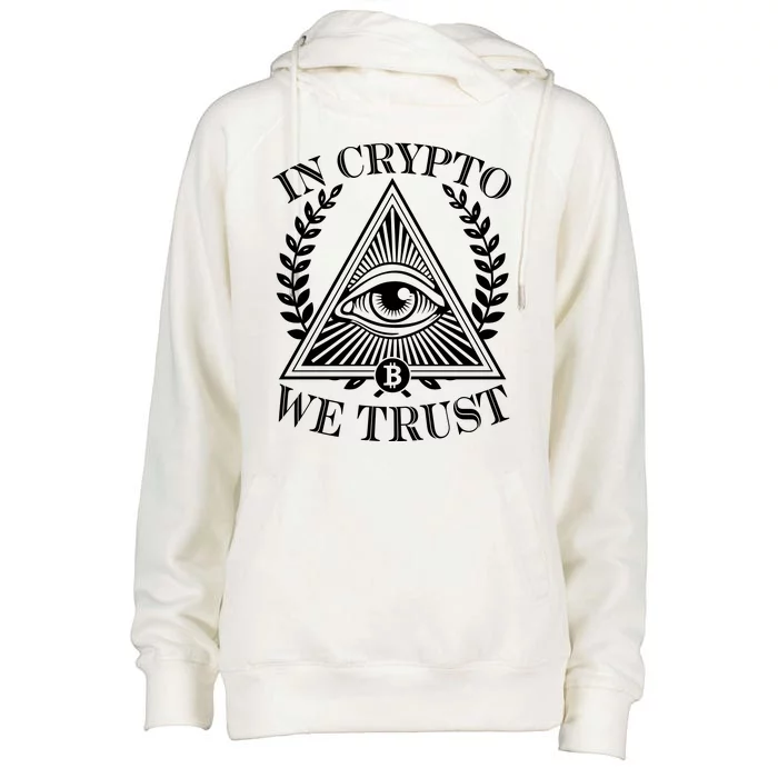 In Crypto We Trust Vintage Logo Womens Funnel Neck Pullover Hood