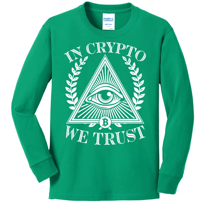 In Crypto We Trust Vintage Logo Kids Long Sleeve Shirt