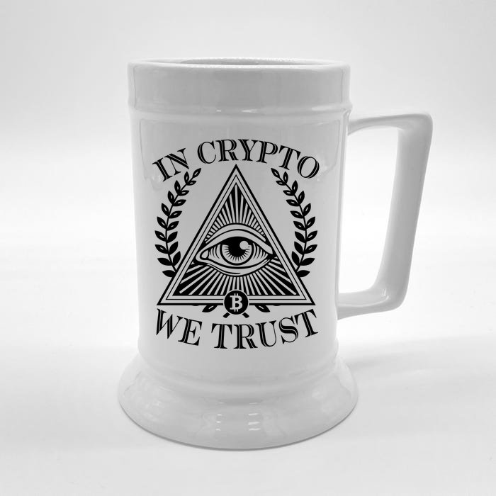 In Crypto We Trust Vintage Logo Front & Back Beer Stein