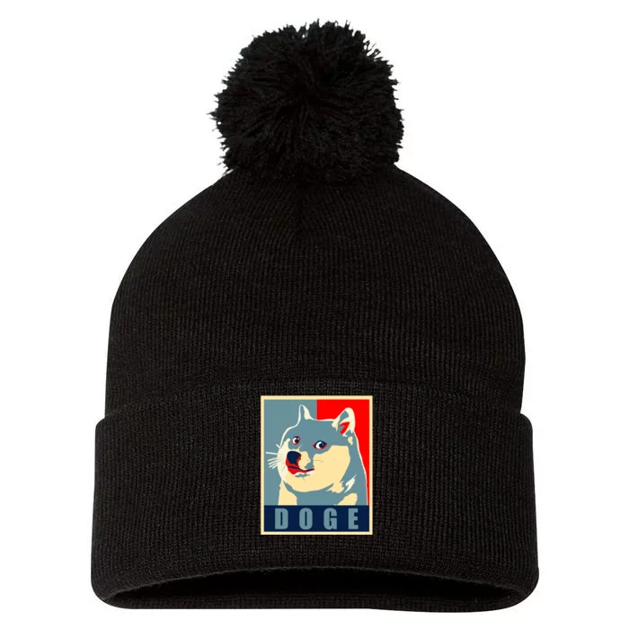 In Dogecoin We Trust Doge Crypto Pom Pom 12in Knit Beanie