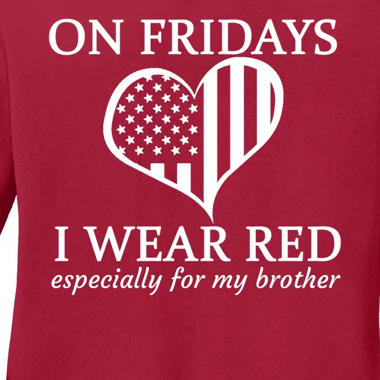 In Fridays I Wear Red Personalize Custom Text Ladies Long Sleeve Shirt