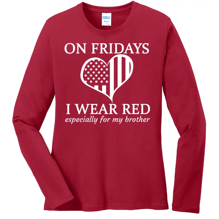 In Fridays I Wear Red Personalize Custom Text Ladies Long Sleeve Shirt