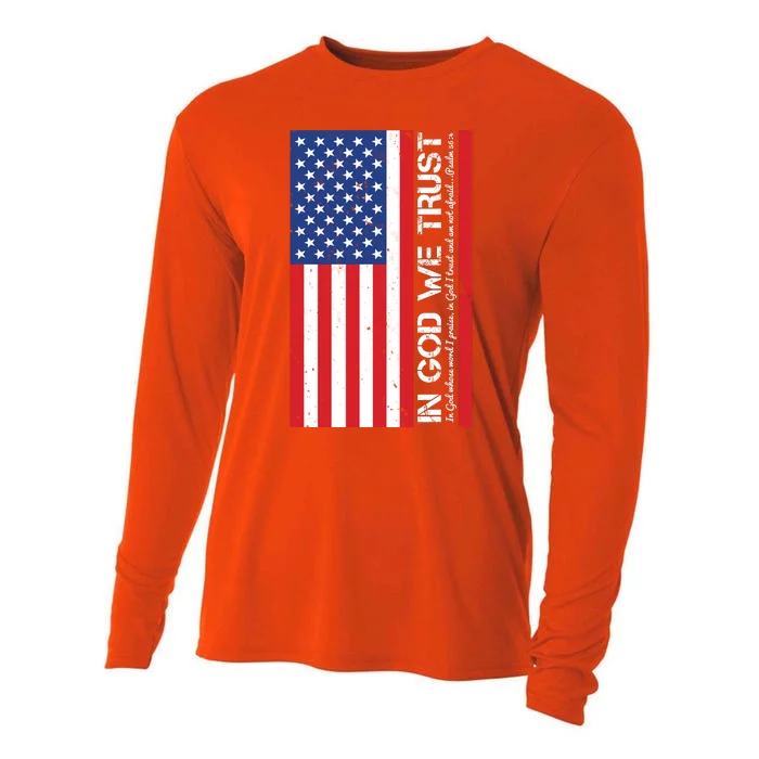 In God We Trust Psalm 56:4 US Flag Cooling Performance Long Sleeve Crew