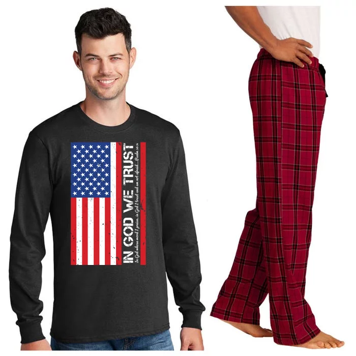 In God We Trust Psalm 56:4 US Flag Long Sleeve Pajama Set