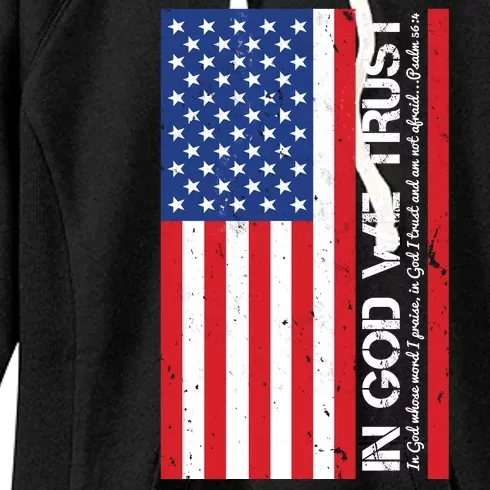 In God We Trust Psalm 56:4 US Flag Women's Fleece Hoodie