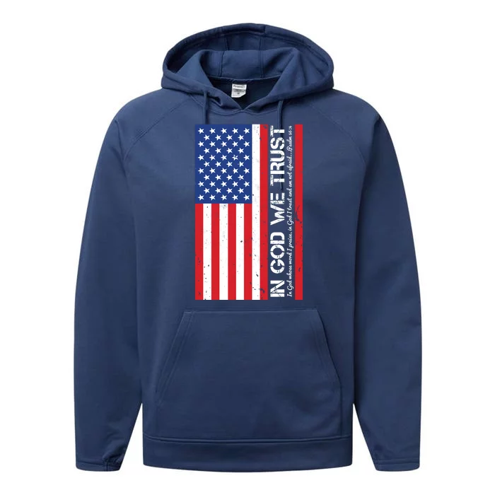 In God We Trust Psalm 56:4 US Flag Performance Fleece Hoodie