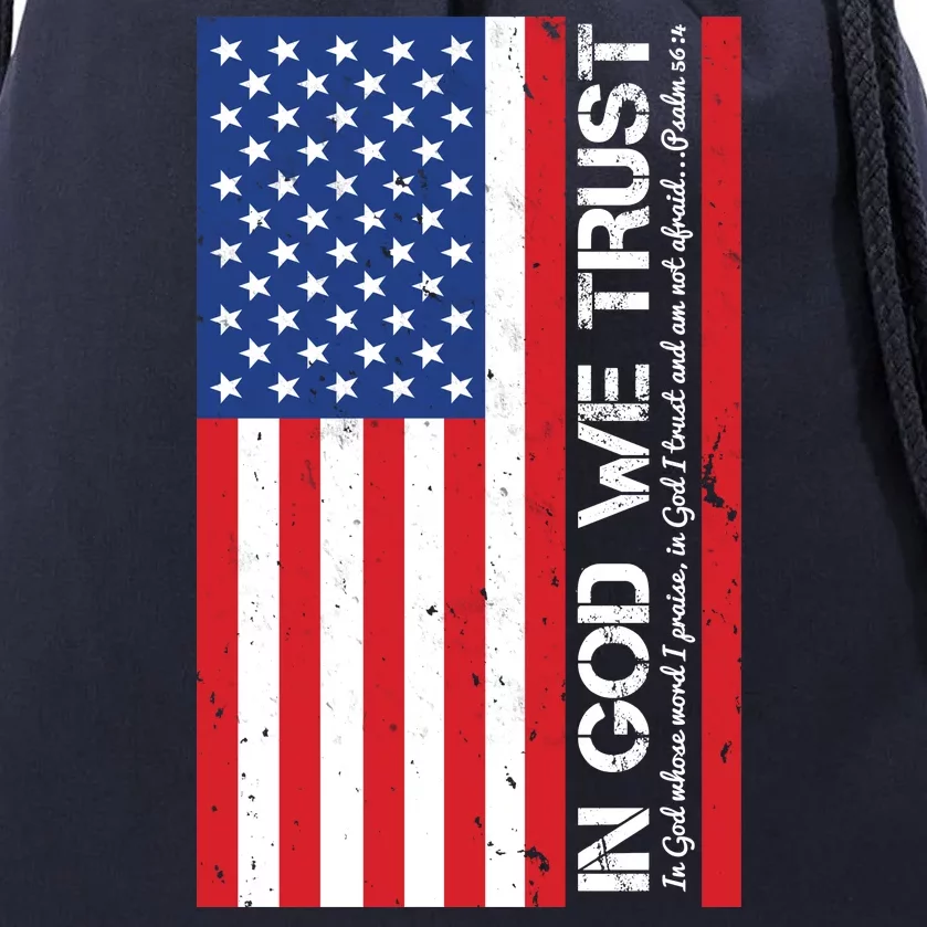 In God We Trust Psalm 56:4 US Flag Drawstring Bag