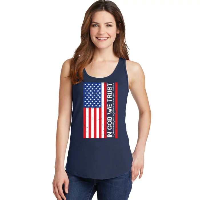 In God We Trust Psalm 56:4 US Flag Ladies Essential Tank