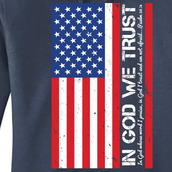 In God We Trust Psalm 56:4 US Flag Women's Pullover Hoodie