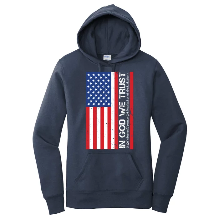 In God We Trust Psalm 56:4 US Flag Women's Pullover Hoodie