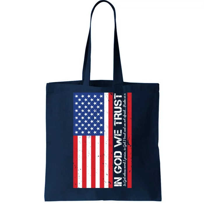 In God We Trust Psalm 56:4 US Flag Tote Bag