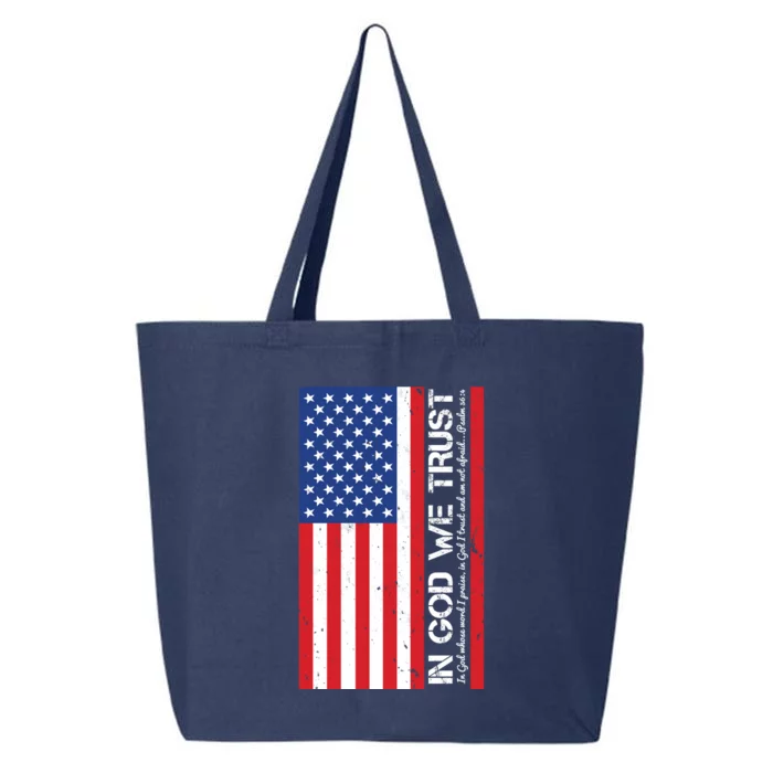 In God We Trust Psalm 56:4 US Flag 25L Jumbo Tote