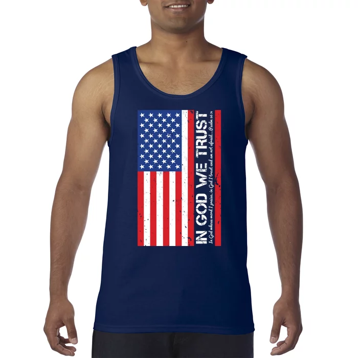 In God We Trust Psalm 56:4 US Flag Tank Top