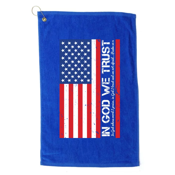 In God We Trust Psalm 56:4 US Flag Platinum Collection Golf Towel