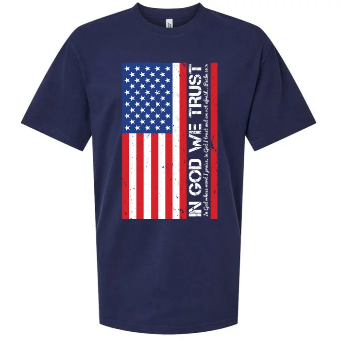 In God We Trust Psalm 56:4 US Flag Sueded Cloud Jersey T-Shirt