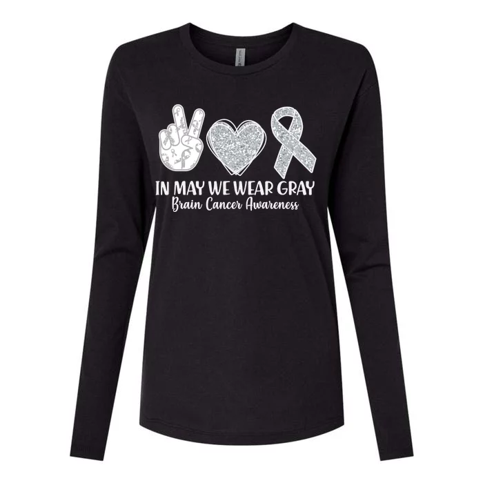 In May We Wear Gray Brain Cancer Awareness Womens Cotton Relaxed Long Sleeve T-Shirt