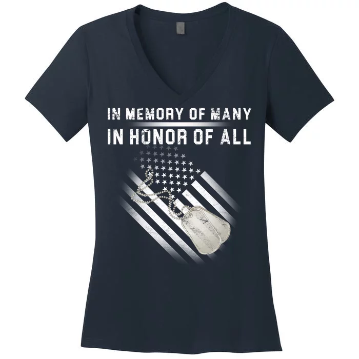 In Memory Of Many In Honor Of All Women's V-Neck T-Shirt