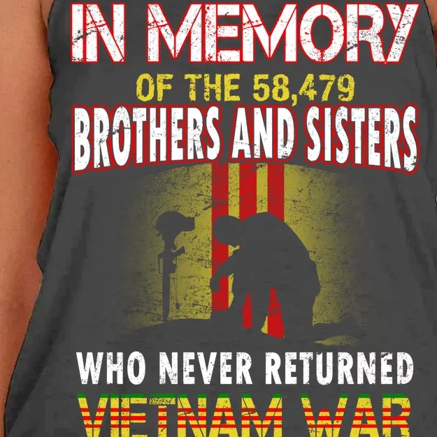 In Memory Of Vietnam Brothers And Sisters Women's Knotted Racerback Tank