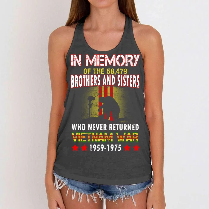 In Memory Of Vietnam Brothers And Sisters Women's Knotted Racerback Tank