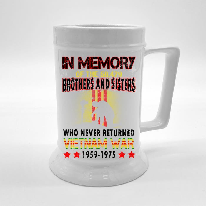 In Memory Of Vietnam Brothers And Sisters Front & Back Beer Stein