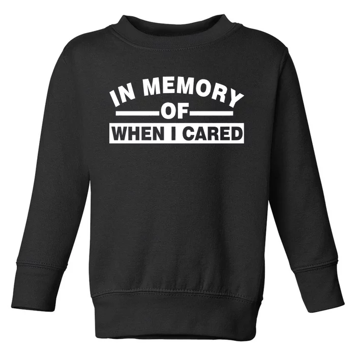 In Memory of When I Cared Toddler Sweatshirt