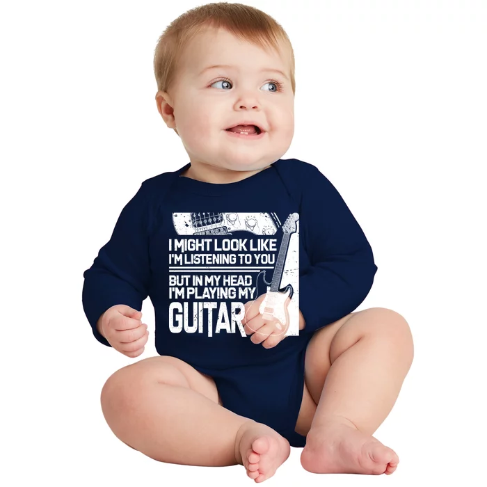 In My Head I'm Playing My Guitar Baby Long Sleeve Bodysuit