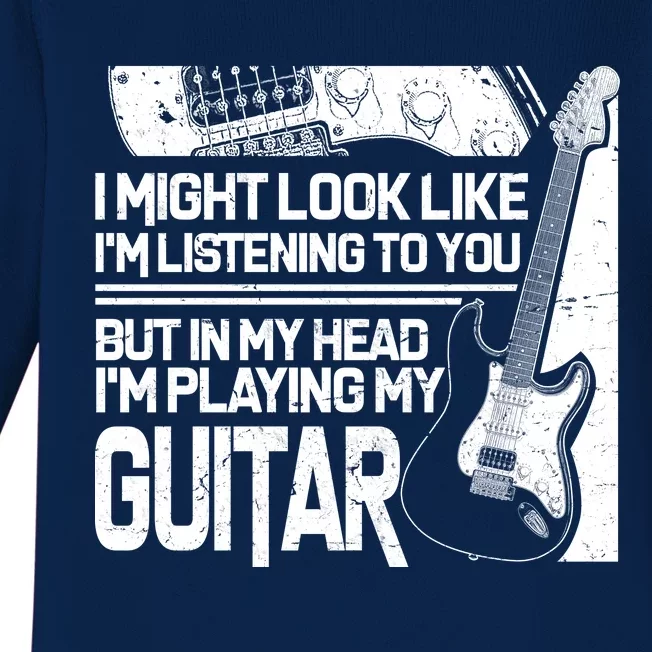 In My Head I'm Playing My Guitar Baby Long Sleeve Bodysuit