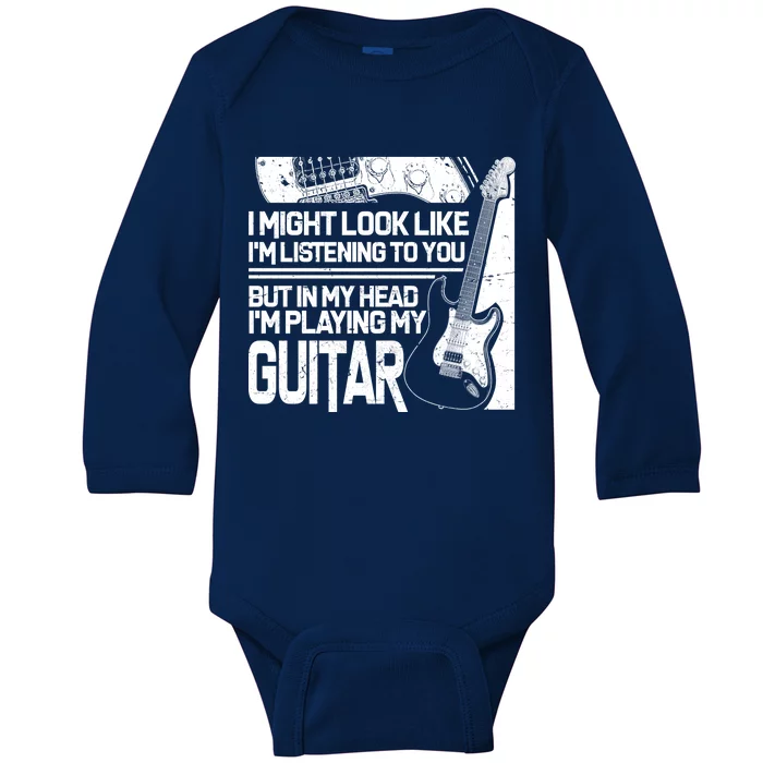 In My Head I'm Playing My Guitar Baby Long Sleeve Bodysuit