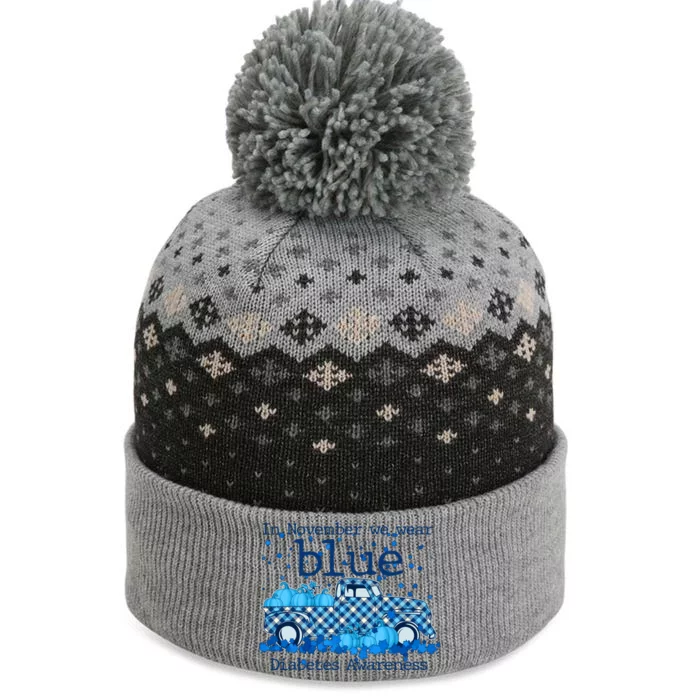 In November We Wear Blue Diabetes Awareness The Baniff Cuffed Pom Beanie