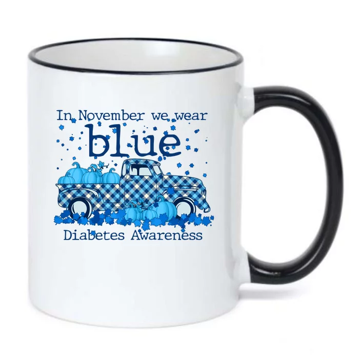 In November We Wear Blue Diabetes Awareness Black Color Changing Mug